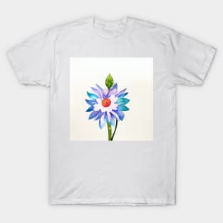 Blue Watercolor Flower T-Shirt